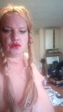 Extrem bröstvårtpiercing rött läppstift sissy blonda pigtails s snapshot 2