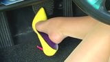 Beautiful Feet In Pantyhose Pedal Pumping snapshot 3