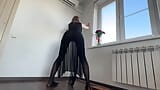 worship big legs in tights stretching show snapshot 4