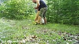 Milf submissive slut taken for a walk on a leash in forest snapshot 13