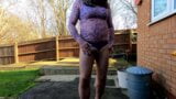 Crossdresser Kellycd masturbating outdoors, keeping an eye out for spying neighbours snapshot 5