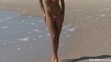 Cute brunette in coral micro bikini, Chaya snapshot 3