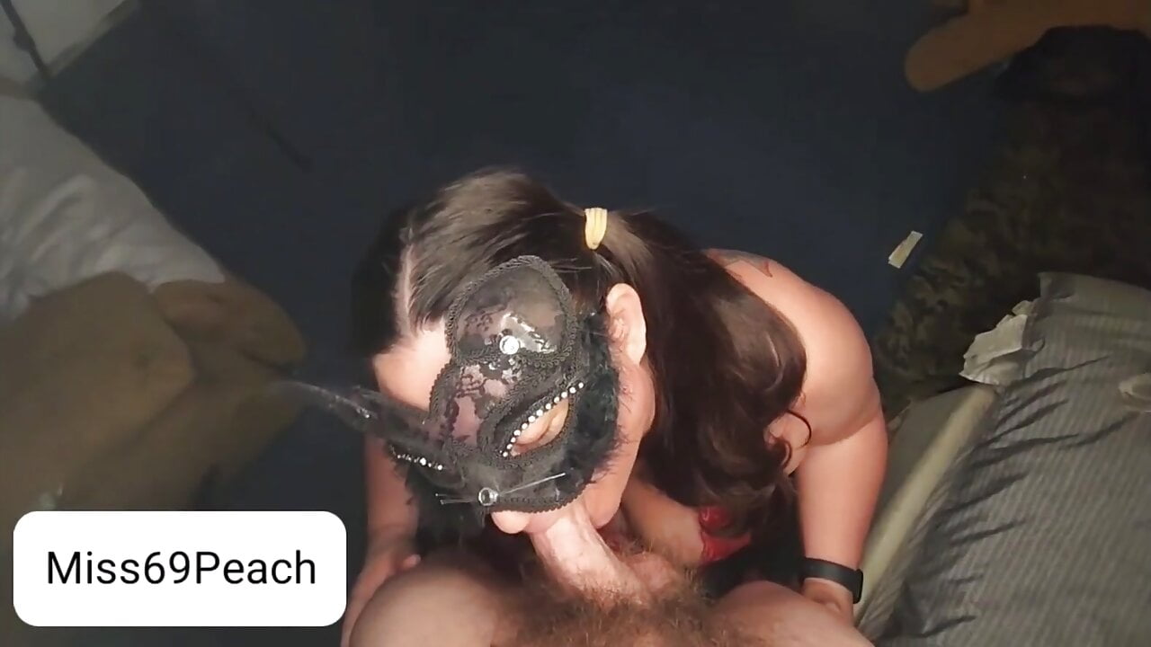 Miss Peach gets face fucked in a deep throat blowjob.