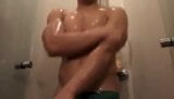 young muscle stud JO at shower with cum (1'31'') snapshot 2