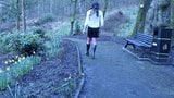 Transvestite outdoors in a park snapshot 5