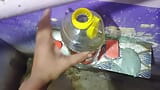 Masturbation with Oil bottle in bathroom snapshot 2