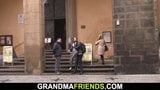 Two friends pick up and bang hairy skinny granny snapshot 5