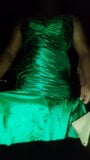 crossdresser masturbate in green evening dress snapshot 2