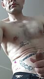 Showing off fit body, chest hair, uncut dick snapshot 10