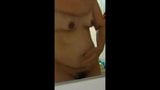 Asian in Bathroom Rubbing Tits & Body snapshot 4