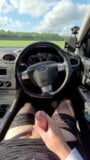 Office crossdresser stroking big hard dick in car on lunch snapshot 10