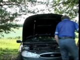 Old man licks her in the backseat outdoors snapshot 1