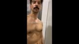 iacovos naked in public gym locker room in Athens, Greece, showing off big hairy Greek cock snapshot 10