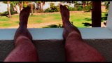 I empty my big eggs against the palm trees. Masturbation snapshot 1