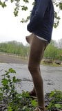 In wool pantyhose at the parking lot snapshot 2