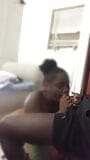 18 year old ghetto ebony girl drop on her knees to suck my cock. snapshot 1
