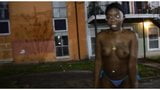 Thick Ghetto Booty freak walking naked through neighborhood snapshot 14