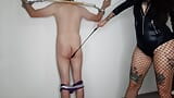 BDSM bare ass spanking. Dominatrix Nika painfully educates her slave. snapshot 4