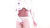 Calda milf formosa stuzzica in topless in corsetto stretto e calze lucide snapshot 9