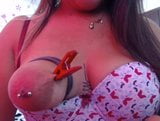 One tied tit with clamps on Latina snapshot 19