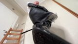 Worship my stockinged legs in black patent stiletto boots. Lick the soles of my boots clean. snapshot 5