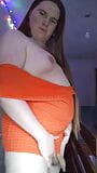 Flaunting my huge creamy curves in orange then...CUM! snapshot 6