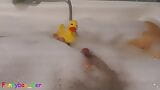 The duck and the cock - Bathtub play with soft (and a little bit hard) cock  snapshot 13
