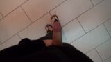 crossdresser with insane feet in sexy flip-flops jerks off and cums snapshot 8