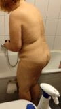 Fat and saggy housewife is cleaning the tub snapshot 7