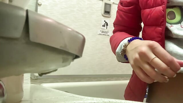 Would you dare to urinate on the plane bathroom floor while enjoying some private pleasure?