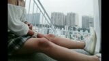 Trans masturbate in public rooftop snapshot 9