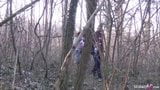 ROTHAARIGES TEEN BEIM DREIER IM WALD MIT 2 TYPEN VON TINDER snapshot 4