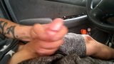 Lonely in a car. Solo male long stroking his BIG Italian rod snapshot 8