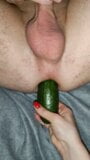 He likes big cucumber in ass, fetish, vegetable anal fuck snapshot 2