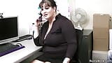 Plump brunette secretary in stockings banged by boss snapshot 2