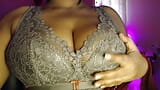 Hot sexy desi girl opened her bra clothes and pressed her boobs vigorously and became half naked. snapshot 2