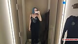 Trying on mini dresses and sexy clothes in a shopping center. Look at me in the fitting room and jerk off to my tits snapshot 12