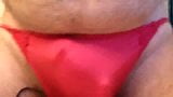 Using vibrating bullets and cumming inside red tight panties snapshot 2