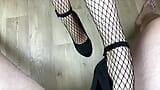 Mistress in black high heels allowed me to jerk off on her legs and cum on her feet snapshot 10