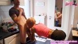 German skinny short hair amateur bitch get facial blowjob in kitchen snapshot 8