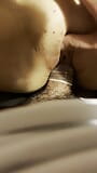 Naughty stepmom fucked stepson on the kitchen table and got his first squirt, very wet and long sex snapshot 7