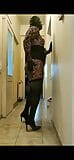 Shemale in lycra leopard catsuit snapshot 1