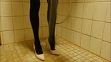 Showering in nude stiletto high heels and pantyhose snapshot 2