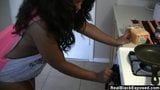 Thick Ebony Strips As She Cooks snapshot 2