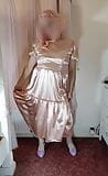 Uk sissy crossdresser in full length vintage satin snapshot 4