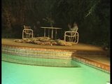 Two guys fuck and facialize sexy ebony at night by pool snapshot 1