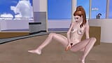 An animated 3D porn Video of a Teen Girl Sitting on the floor and Masturbating using Carrot. snapshot 14