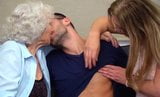 Granny 85yo, mature 49yo and boy in bisexual threesome snapshot 2