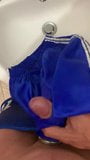 Wank and come in Adidas-Glanzshorts with cockring . snapshot 5