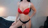 girl on web using a VS red  bra snapshot 8